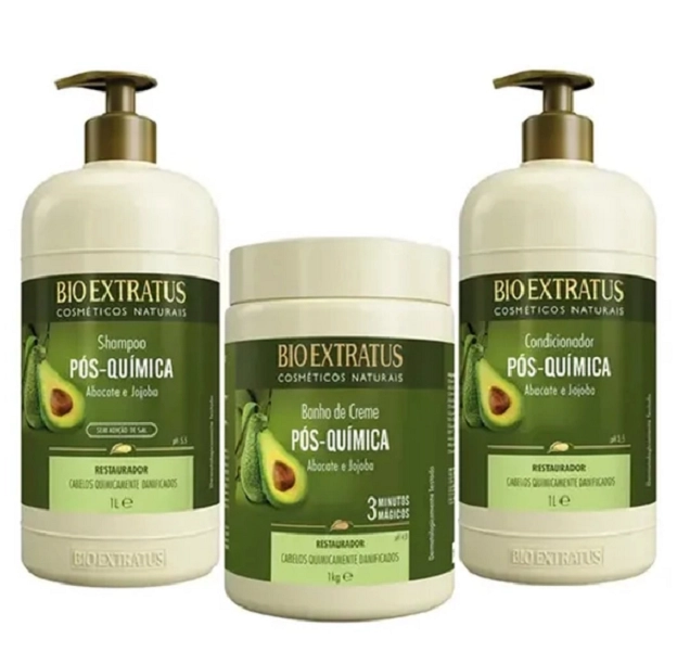 Bio Extratus Pos-Quimica Shampoo+Condicionador+Banho De Creme 1L