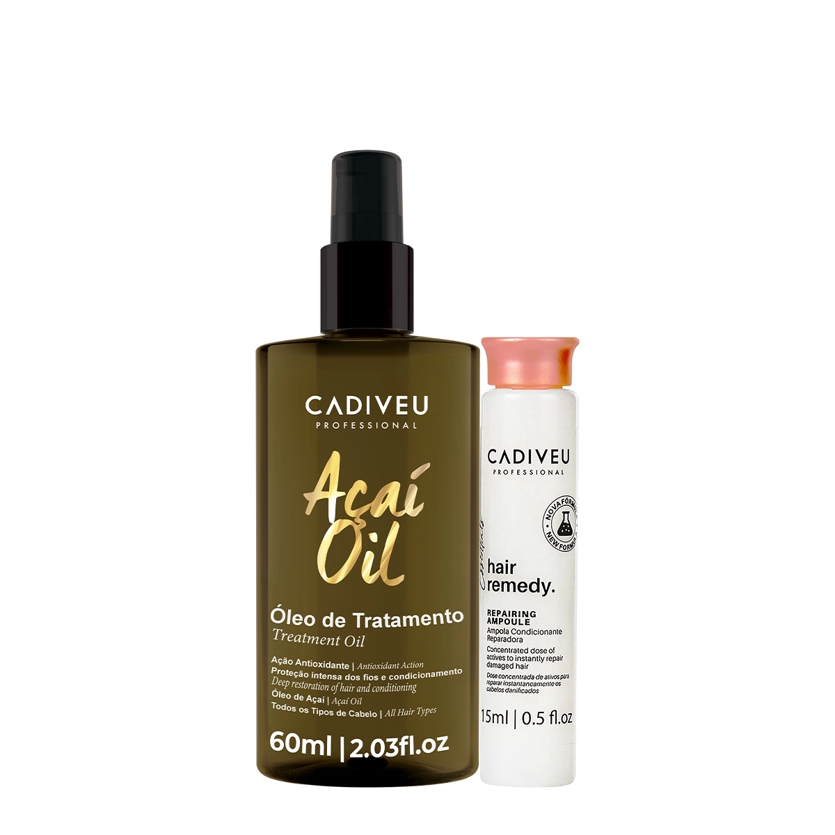 Kit Cadiveu Essentials Hair Remedy Reparadora E Açaí Oil 60 (2 Produtos)