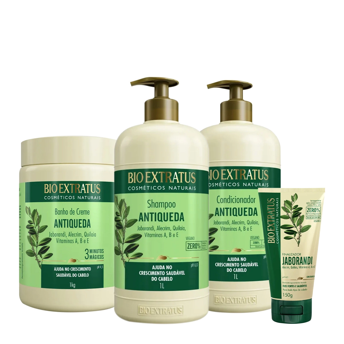 Kit Bio Extratus Jaborandi Antiqueda Shampoo Litro Condicionador Máscara E Finalizador (4 Produtos)