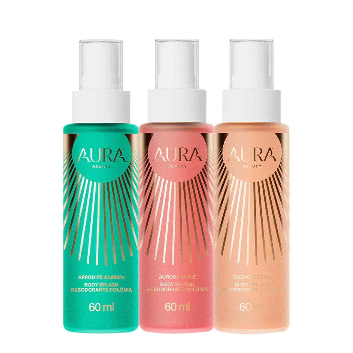 Kit Trilogia das Deusas Body Splash Aura Beauty 3 Unidades de 60ml