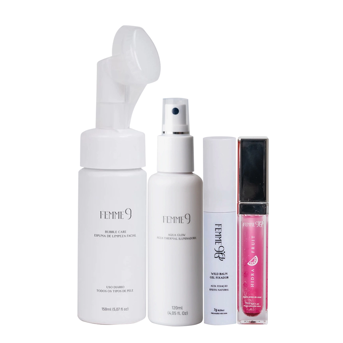 Kit Femme9 Água Termal Espuma De Limpeza Gel Fixador E Hidra Fruit Melancia (4 Produtos)