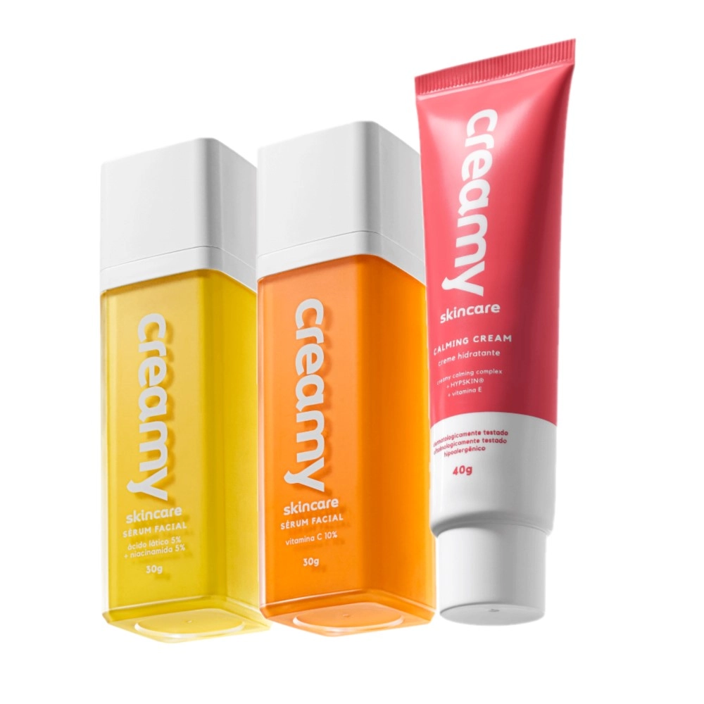 Kit Creamy Skincare Vitamina C Lático Hidratante Calming Cream (3 Produtos)