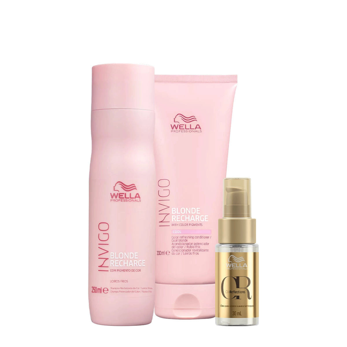 Kit Wella Professionals Invigo Blonde Recharge Reflections Duo Oil 30 (3 Produtos)