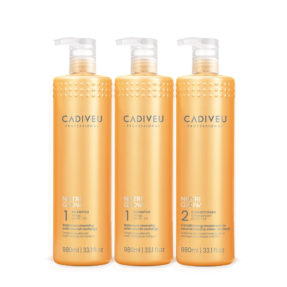 Kit Cadiveu Professional Nutri Glow Shampoo Extra E Condicionador Litro (3 Produtos)