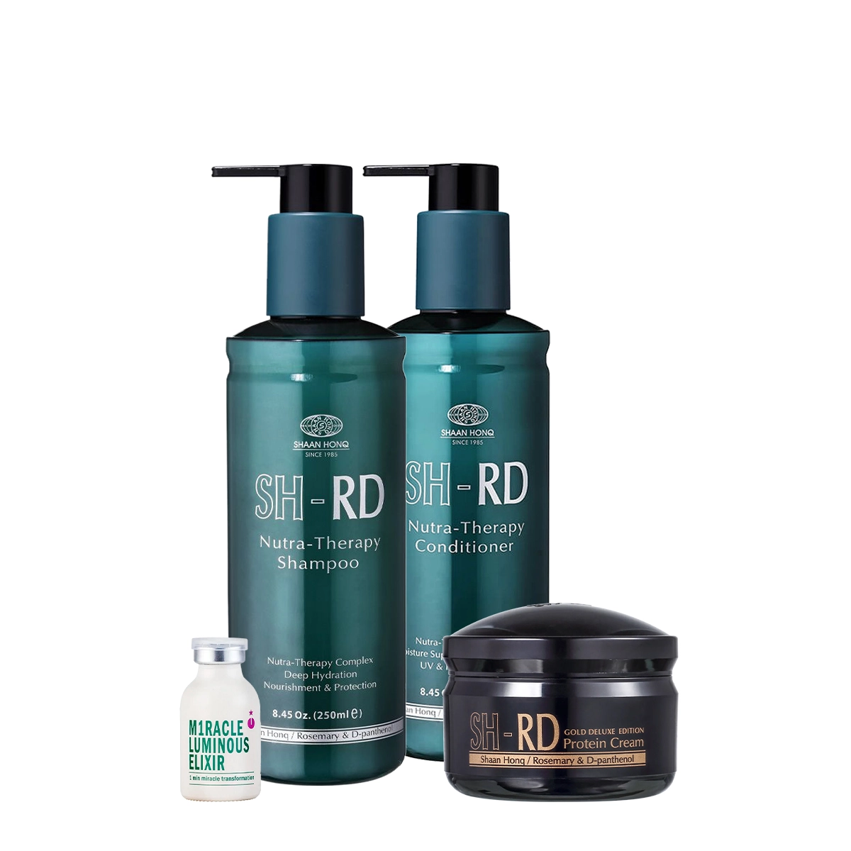 Kit SH-RD Nutra Therapy Shampoo Condicionador Protein Cream Gold E Luminous Elixir (4 Produtos)