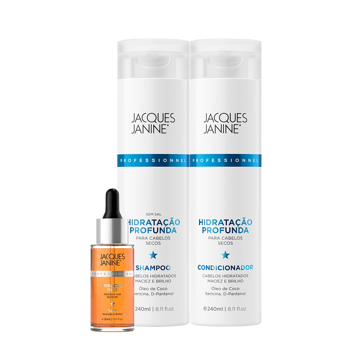 Produto Kit_Jacques_Janine_Professionnel_Hidratacao_Profunda_Shampoo_Condicionador_e_Miracle_Oils_Ojon_Evas_1