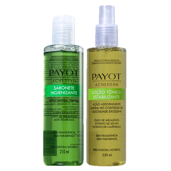 Payot Acnederm Sabonete Higienizante Liquido 210ml E Tônico Estabilizante Facial 220ml