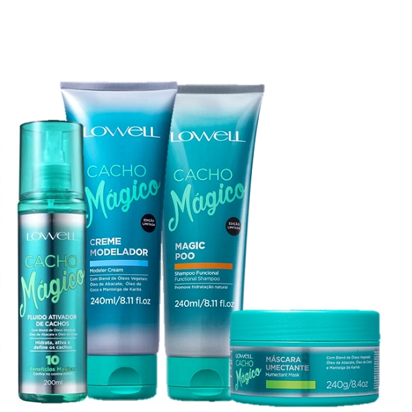 Lowell Cacho Magico Shampoo 240ml Creme Modelador 240ml Mascara 240g E Fluido 200ml