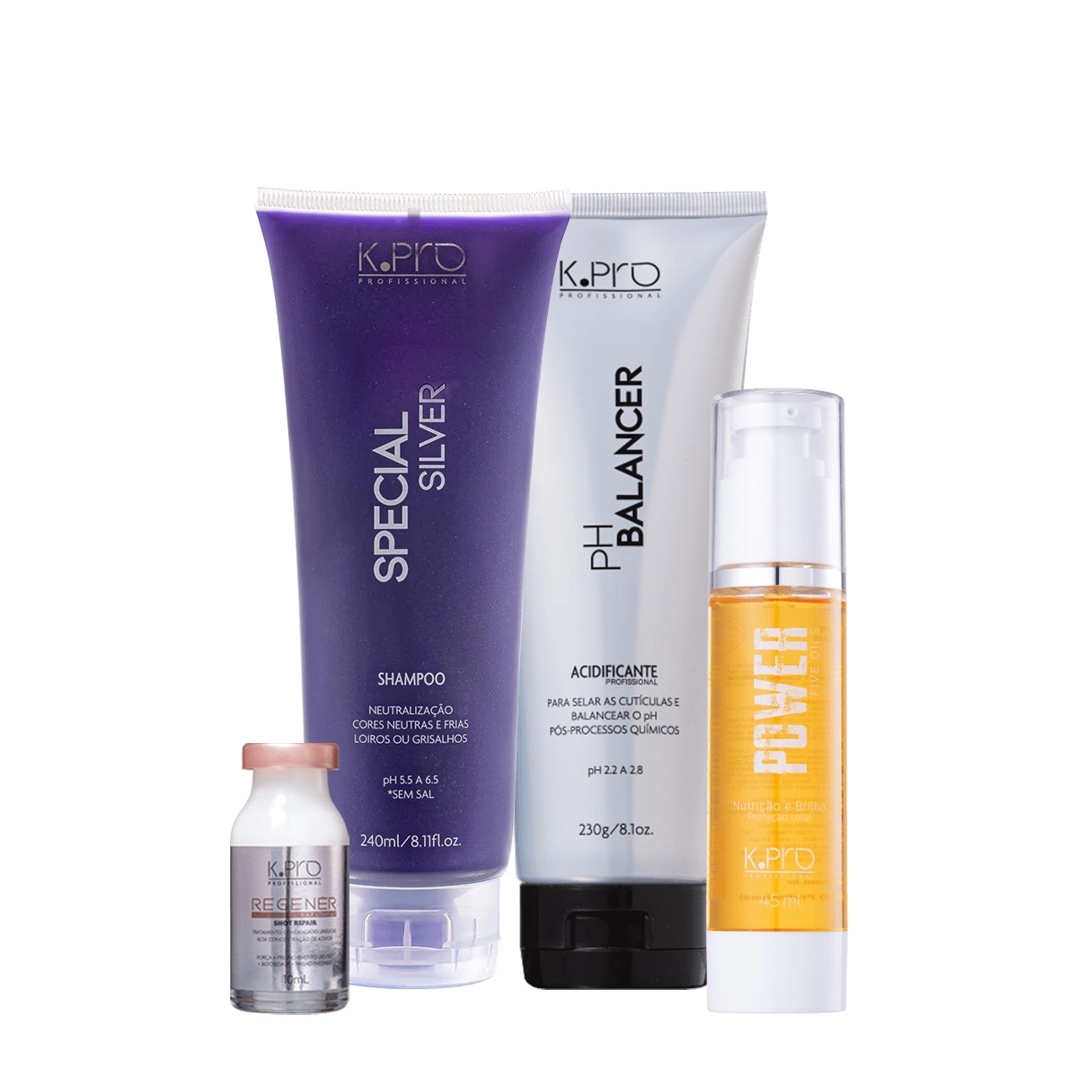 Kit K.Pro Pro Special Silver Ph 5.5 A 6.5 Home Care Completo (4 Produtos)
