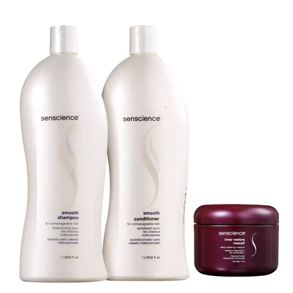 Senscience Smooth - Shampoo+Condicionador 1L+Mascara Inner Restore Intensif 150ml