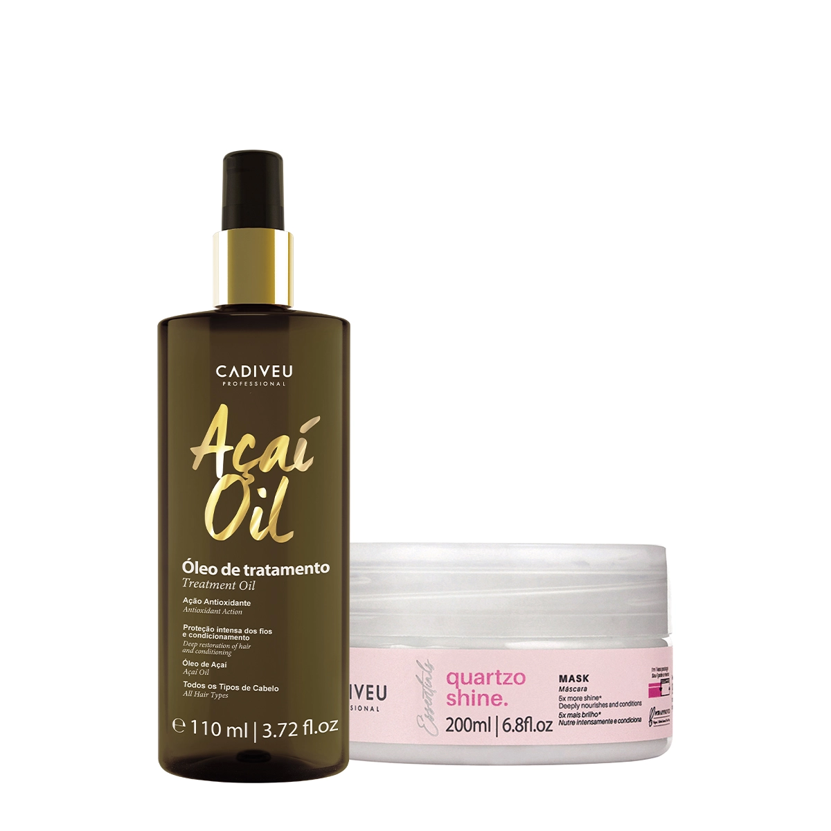 Kit Cadiveu Professional Essentials Quartzo Shine Máscara E Açaí Óleo 110 (2 Produtos)