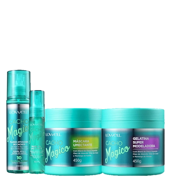 Lowell Cacho Magico Mascara 450g Gelatina 450g Oleo 60ml E Fluido 200ml