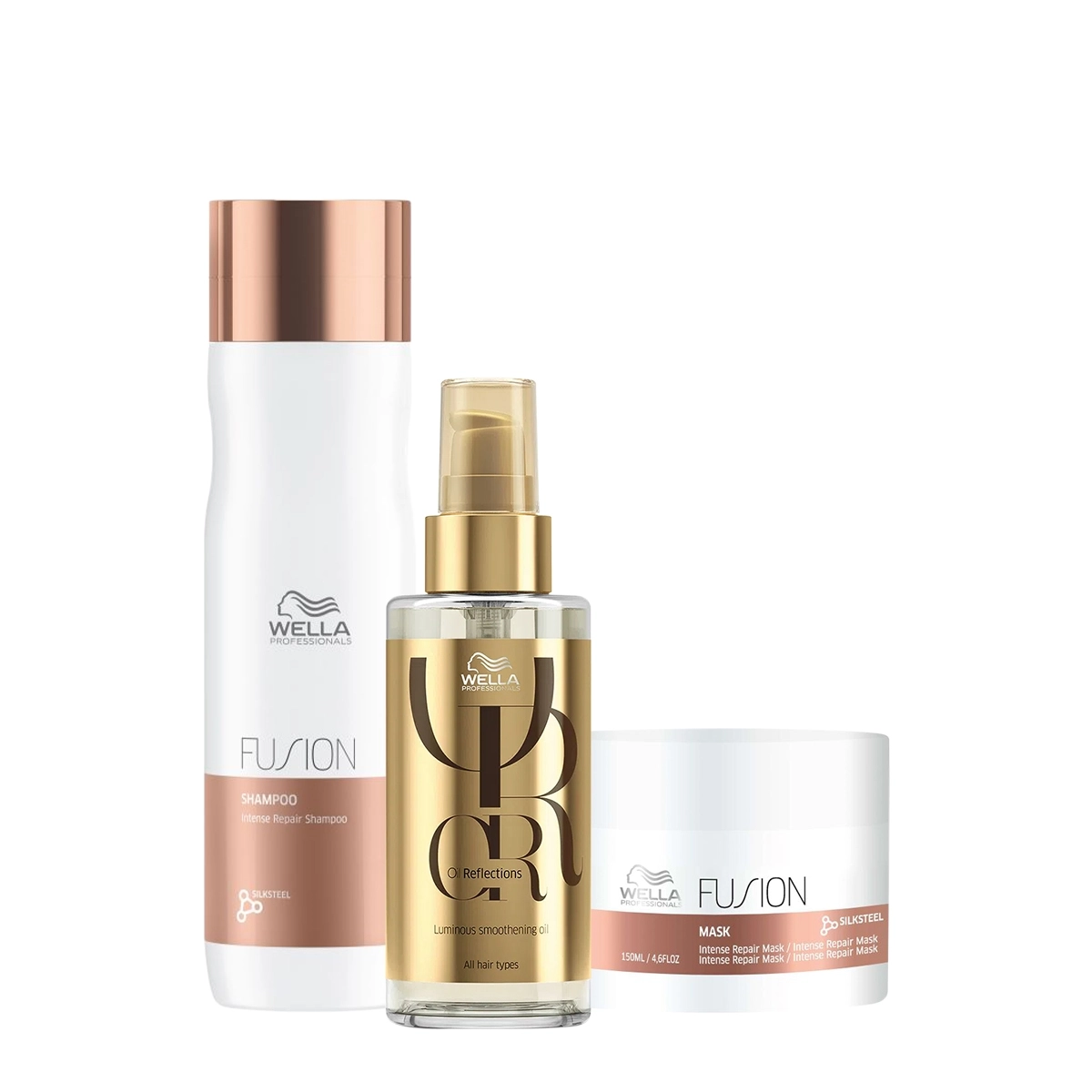 Kit Wella Professionals Fusion Shampoo Máscara E Oil G (3 Produtos)
