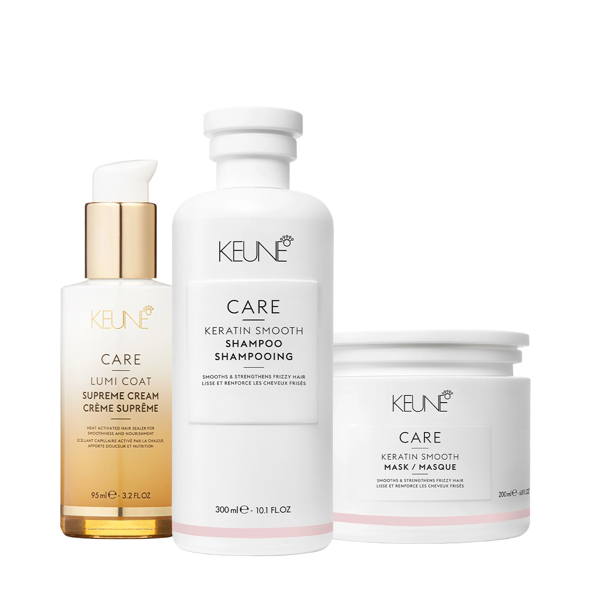 Kit Keune Care Keratin Smooth Shampoo Máscara E Lumi Coat Supreme Cream Finalizador (3 Produtos)