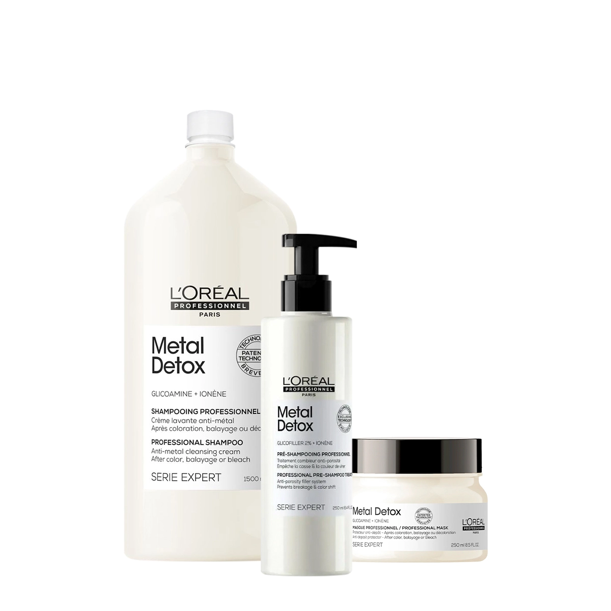 Kit L'Oréal Professionnel Metal Detox Pré Shampoo Máscara E Shampoo (3 Produtos)