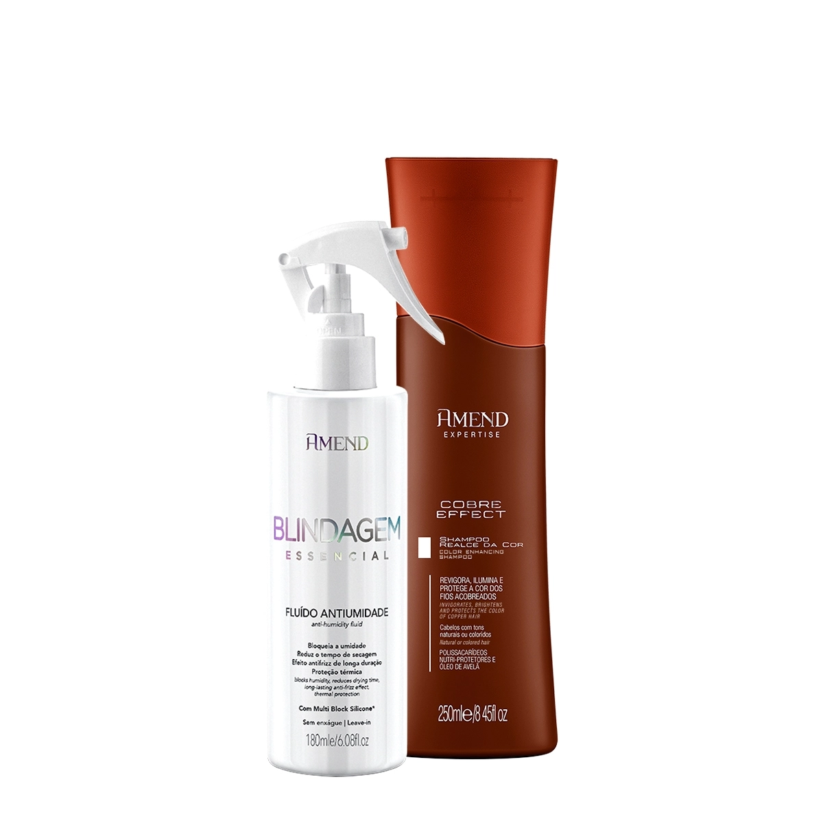 Kit Amend Realce Da Cor Cobre Effect Cabelos Iluminados Shampoo E Fluído Antiumidade (2 Produtos)