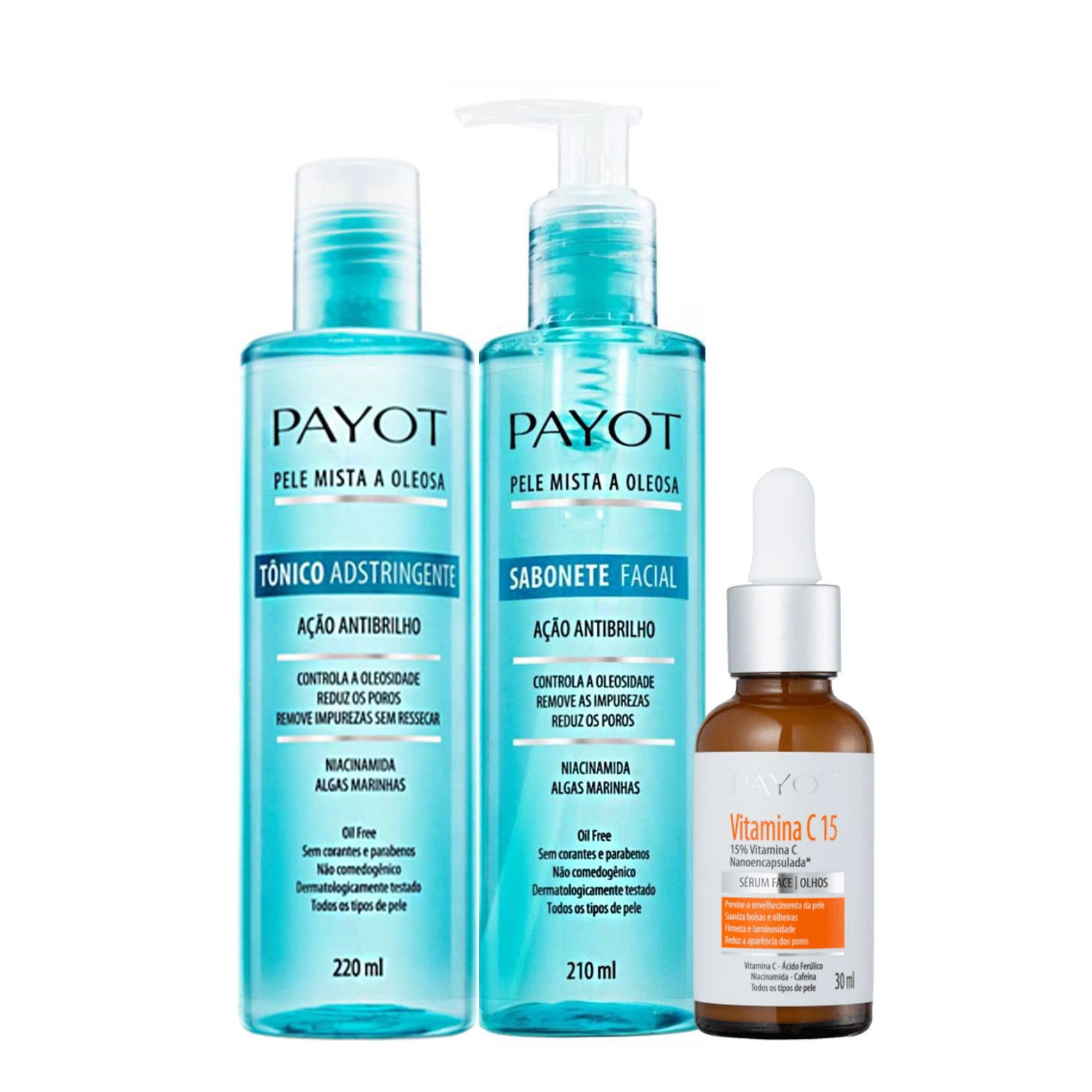 Kit Payot Ação Antibrilho Facial Sabonete Tônico E Vitamina C15 (3 Produtos)
