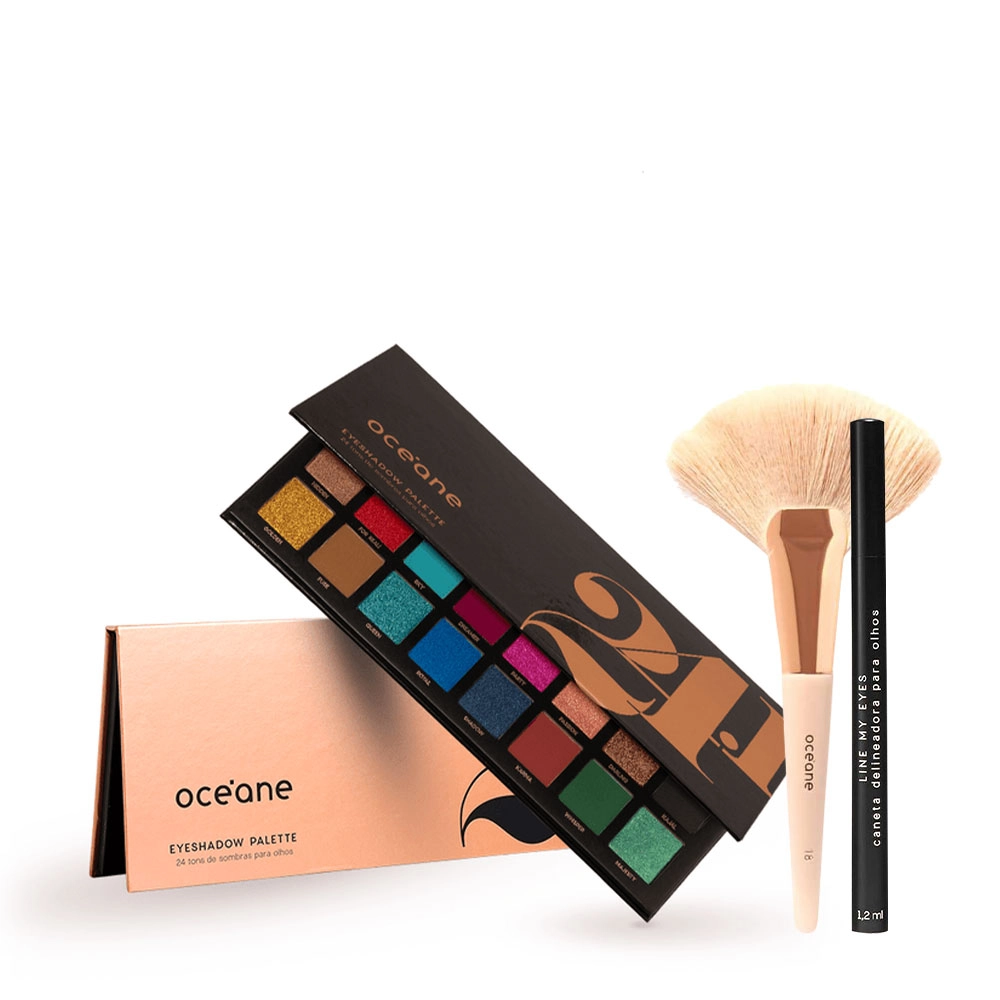 Produto Kit_Oceane_Eyeshadow_Palette_24_Pincel_e_Delineador_Evas_1