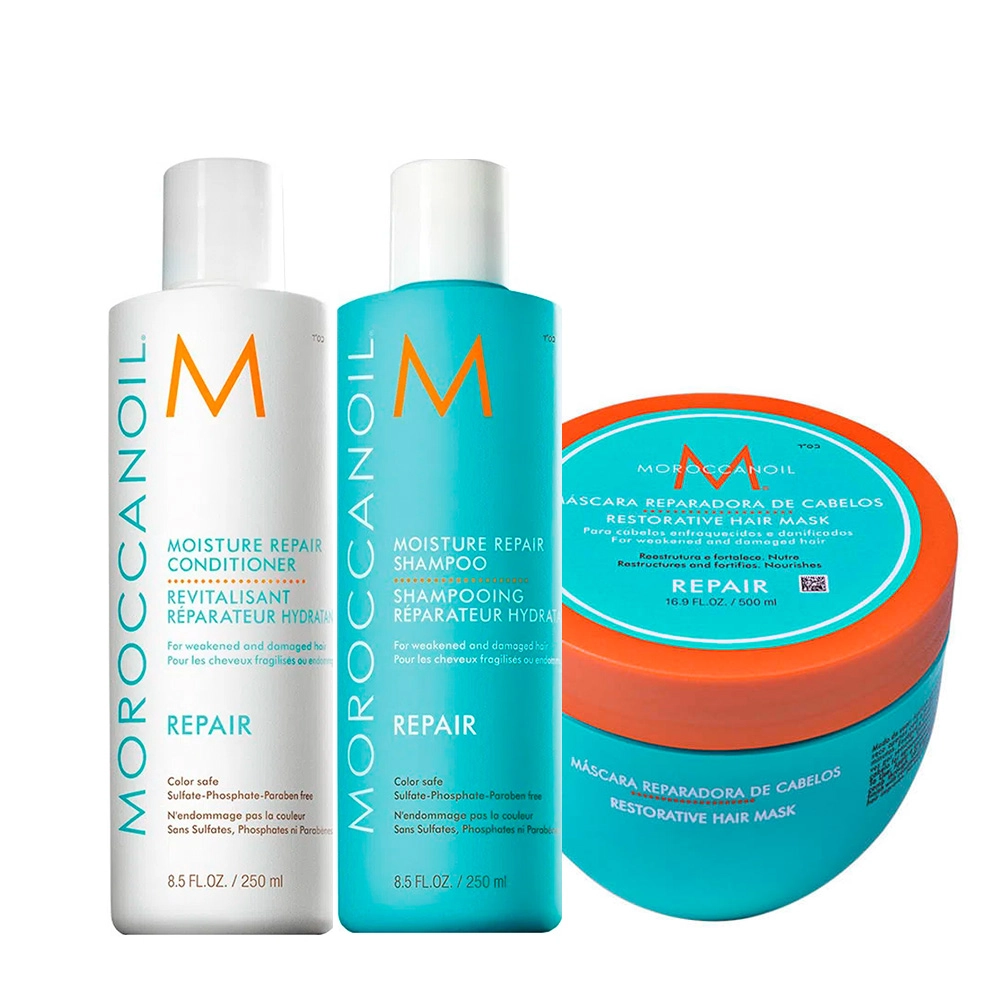 Produto Kit_Moroccanoil_Reparador_De_Umidade_Shampoo_Condicionador_250ml_Mascara_De_Reparadora_500g_Evas_1