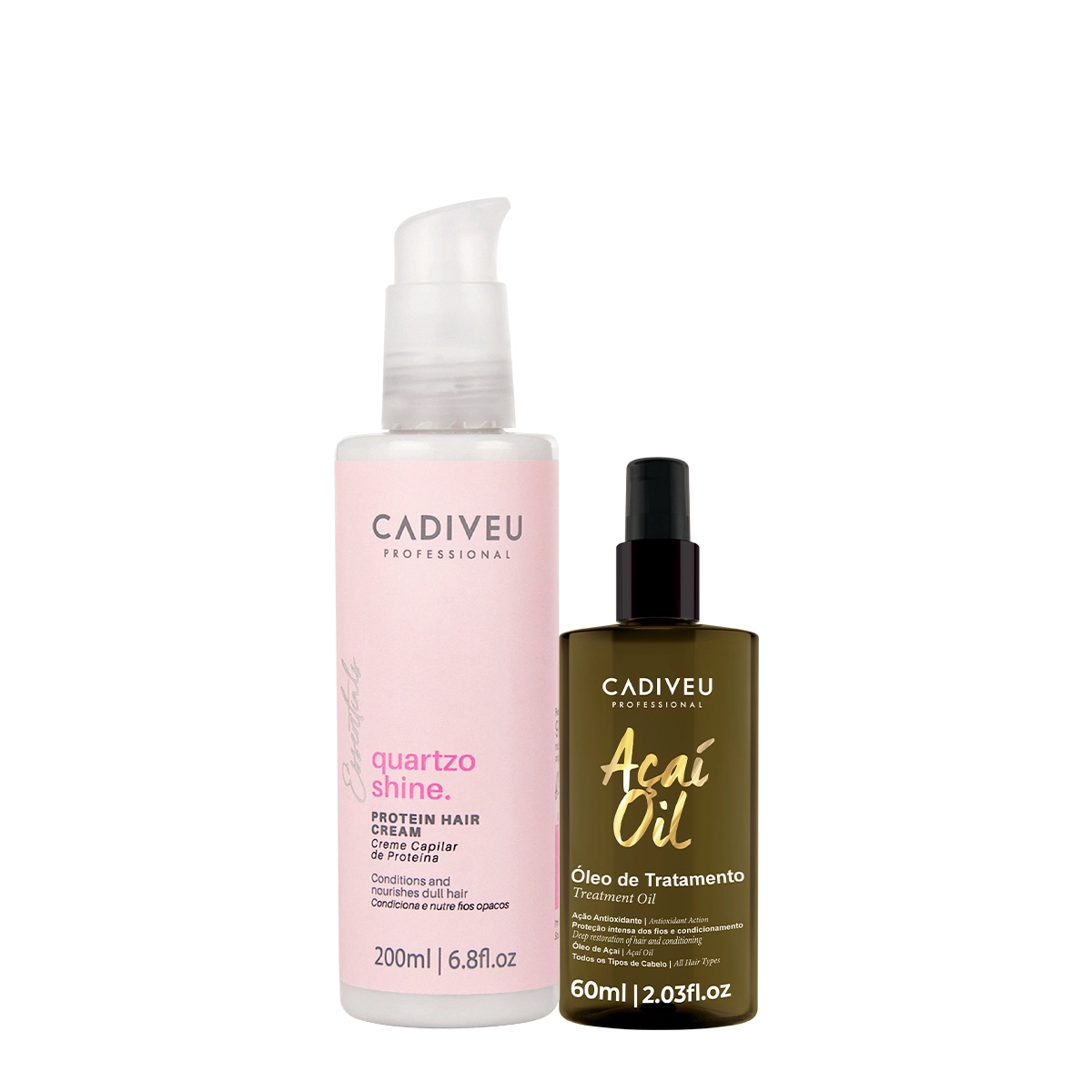 Kit Cadiveu Essentials Quartzo Shine Pré- Shampoo E Açaí Oil 60 (2 Produtos)