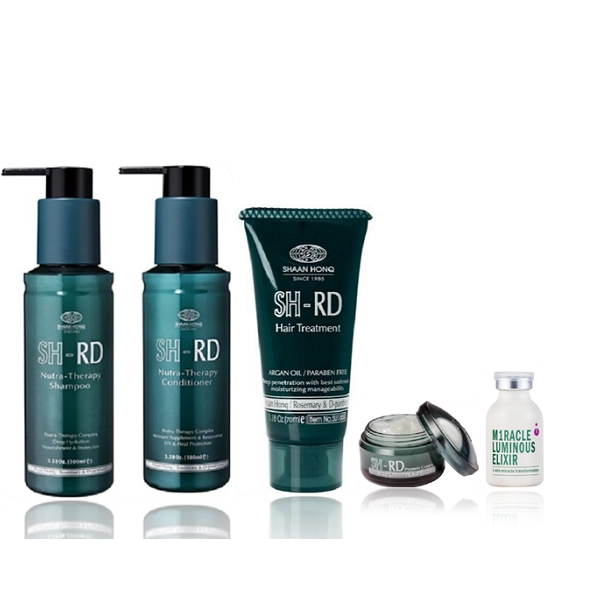 Kit N.P.P.E. SH-RD Nutra Therapy Duo 100ml + Máscara Argan Oil 70ml + Leave-in 10ml + Elixir Ampola 25ml (5 Produtos)