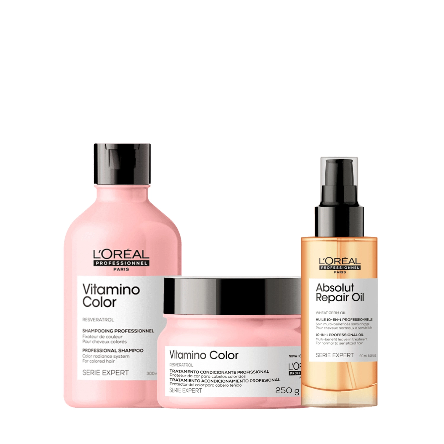 Kit L'Oréal Professionnel Vitamino Color & Absolut Repair Oil Serie Expert (3 Produtos)
