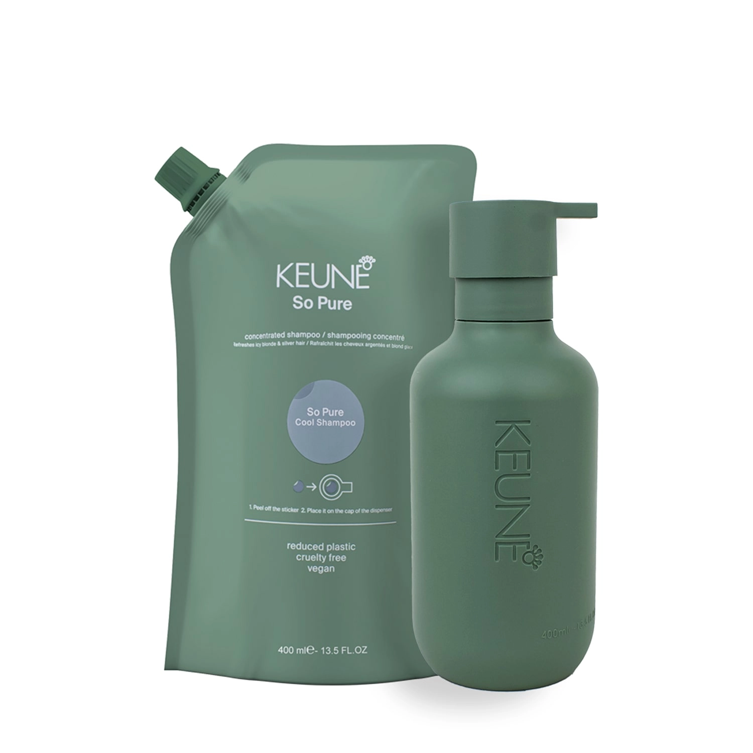 Kit Keune So Pure Cool Shampoo Refil E Dispenser Frasco (2 Produtos)