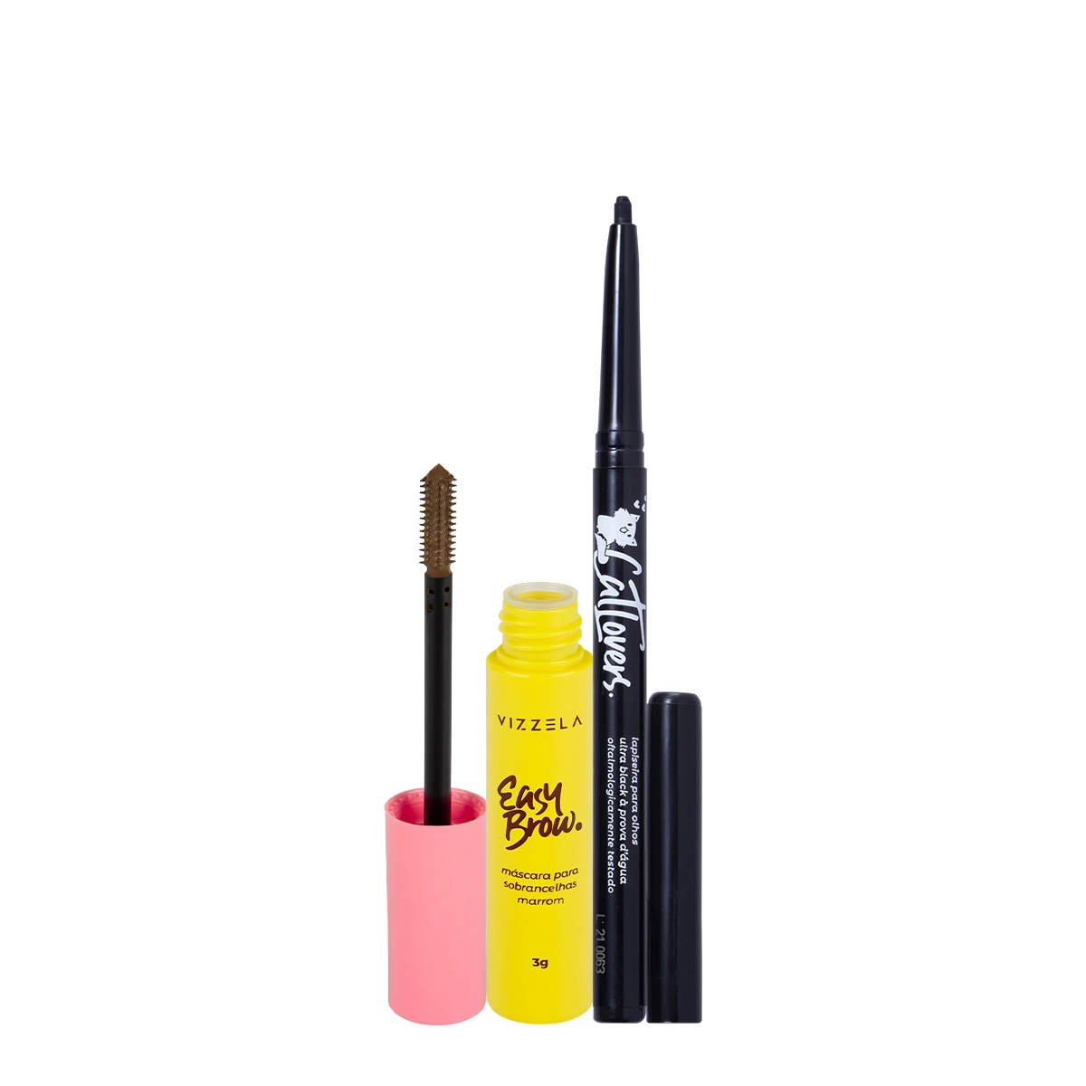 Kit Vizzela Easy Brow Cor 2 Cat Lovers Black Lápis Máscara Sobrancelha (2 Produtos)