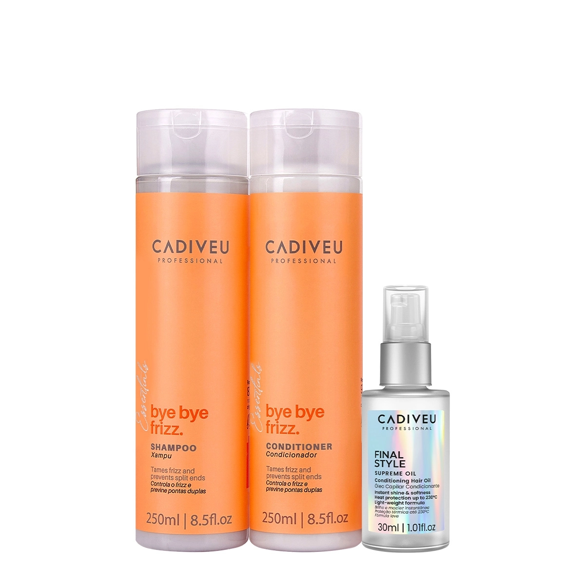 Kit Cadiveu Professional Bye Bye Frizz Duo E Final Style Oil (3 Produtos)