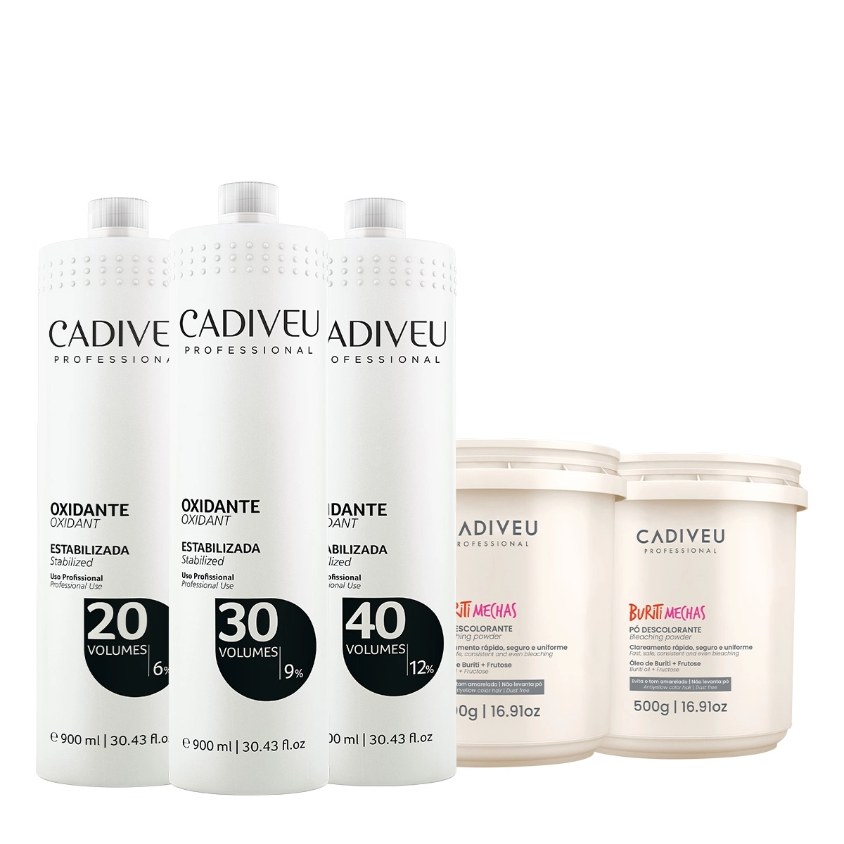 Kit Cadiveu Professional Oxidante 20v 30v 40v E Buriti Mechas (5 Produtos)
