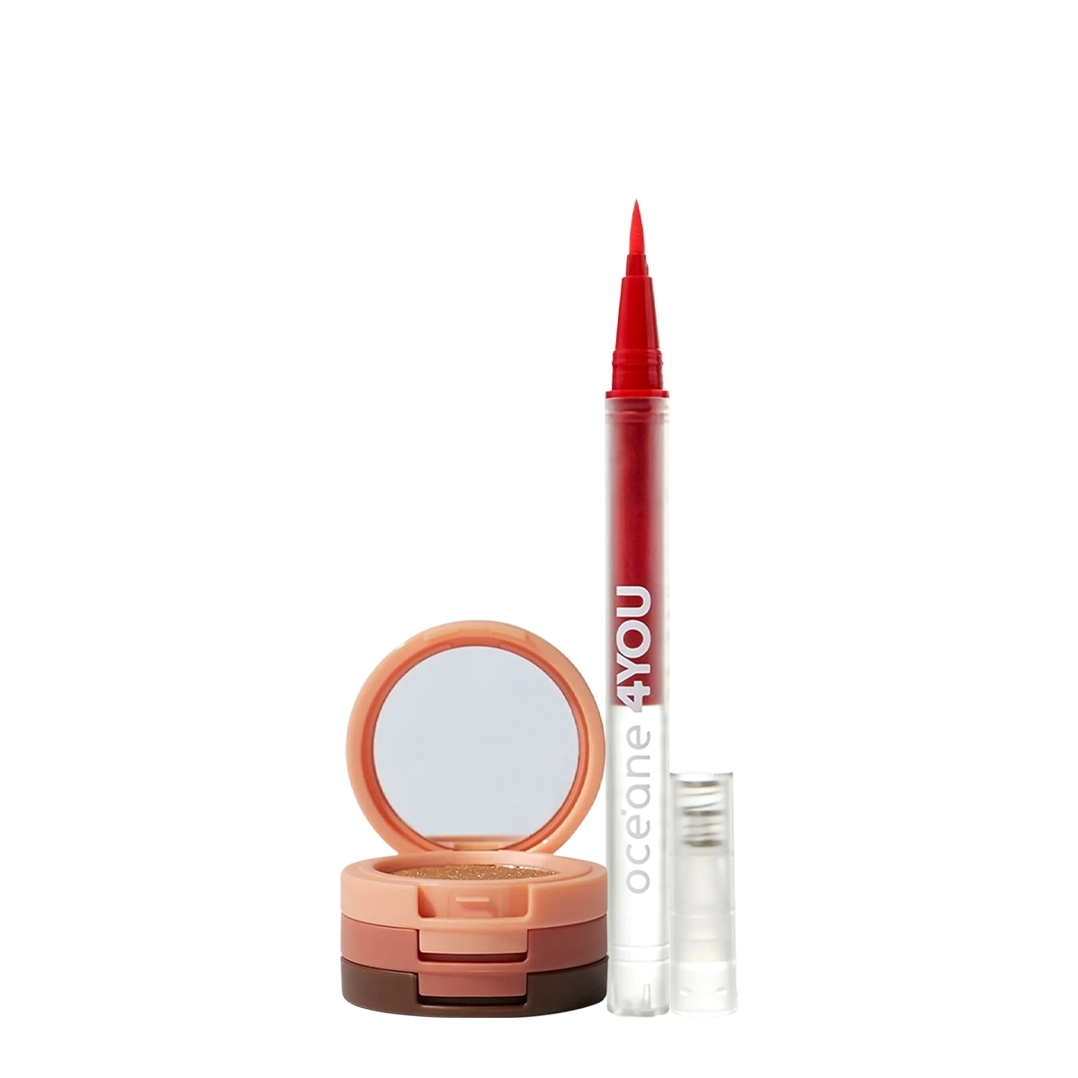 Kit Océane 4you Sombra Rose Sparkle Caneta Delineadora Color Neon Orange (2 Produtos)