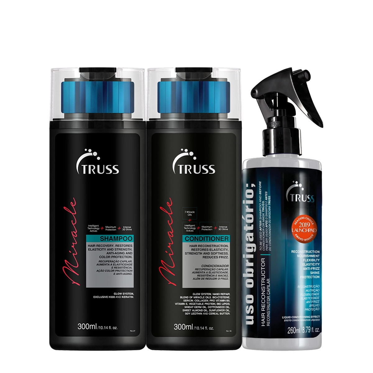Kit_Truss_Miracle_Uso_Obrigatorio_Shampoo_Condicionador_Tratamento_Reconstrutor_Leavein_Serum_Evas_1 Produto Kit_Truss_Miracle_Uso_Obrigatorio_Shampoo_Condicionador_Tratamento_Reconstrutor_Leavein_Serum_Evas_1