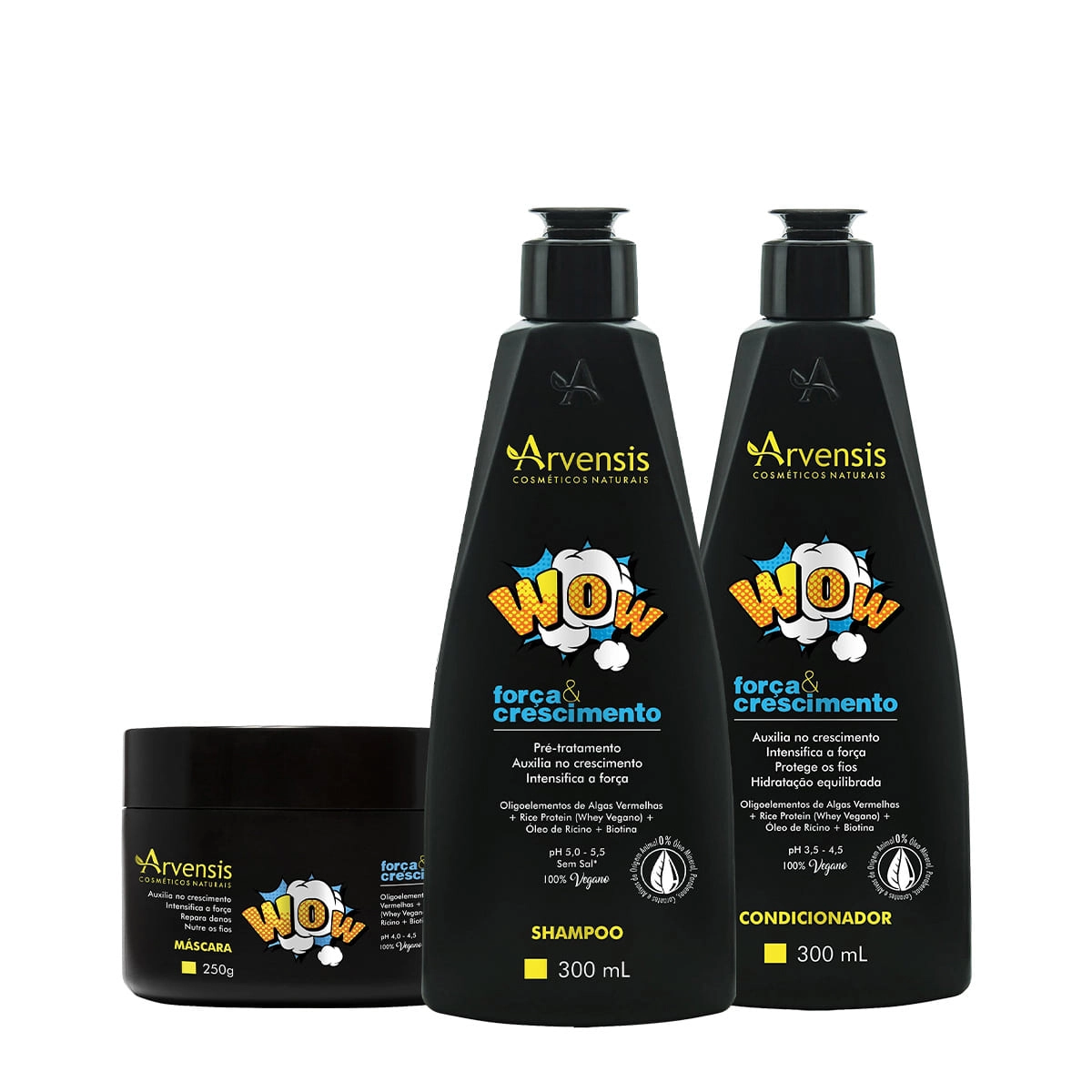 Produto Kit_Arvensis_Wow_Forca_Crescimento_Shampoo_Condicionador_Mascara_Evas_1
