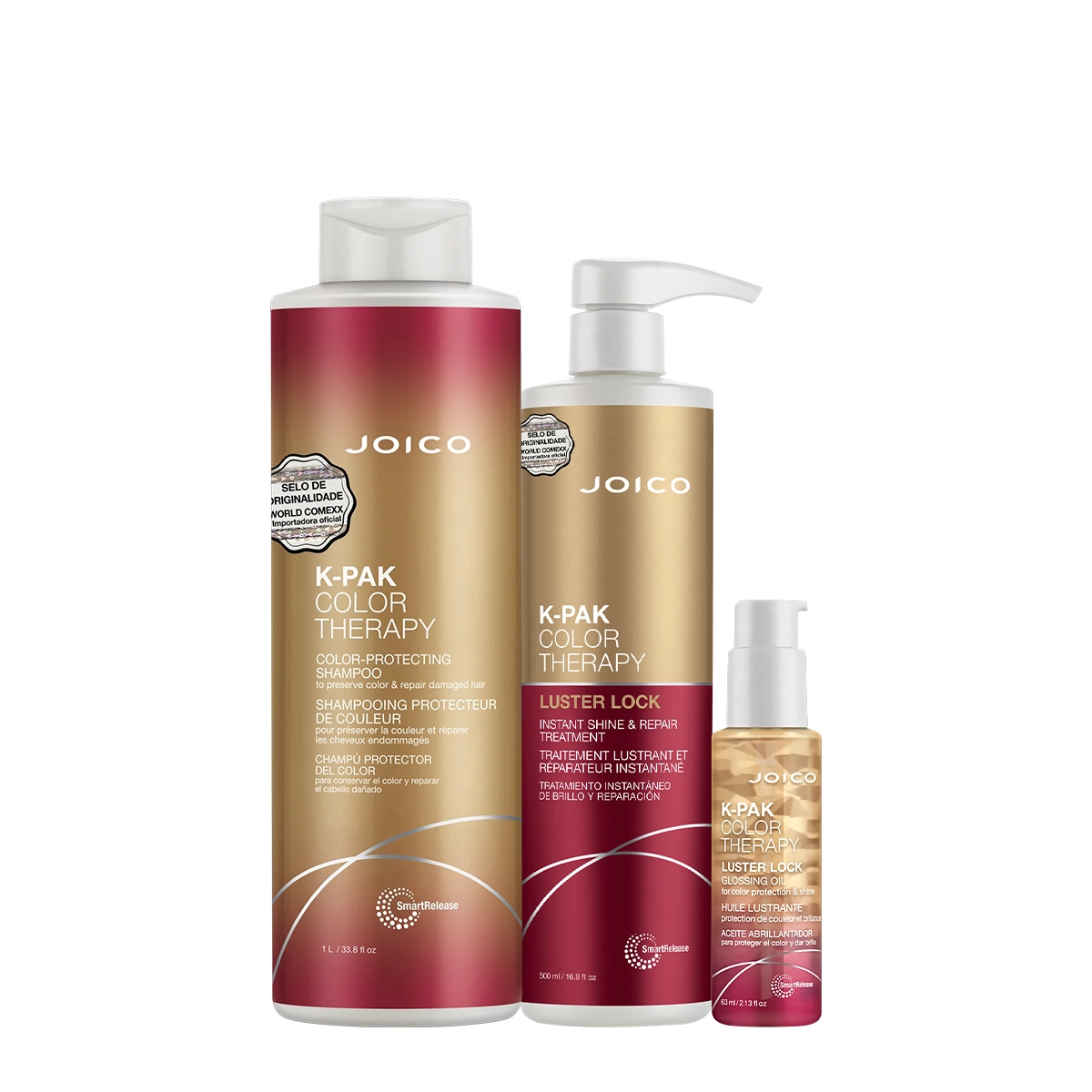 Kit K-PAK Color Therapy Luster Lock Shampoo Máscara Oil (3 Produtos)