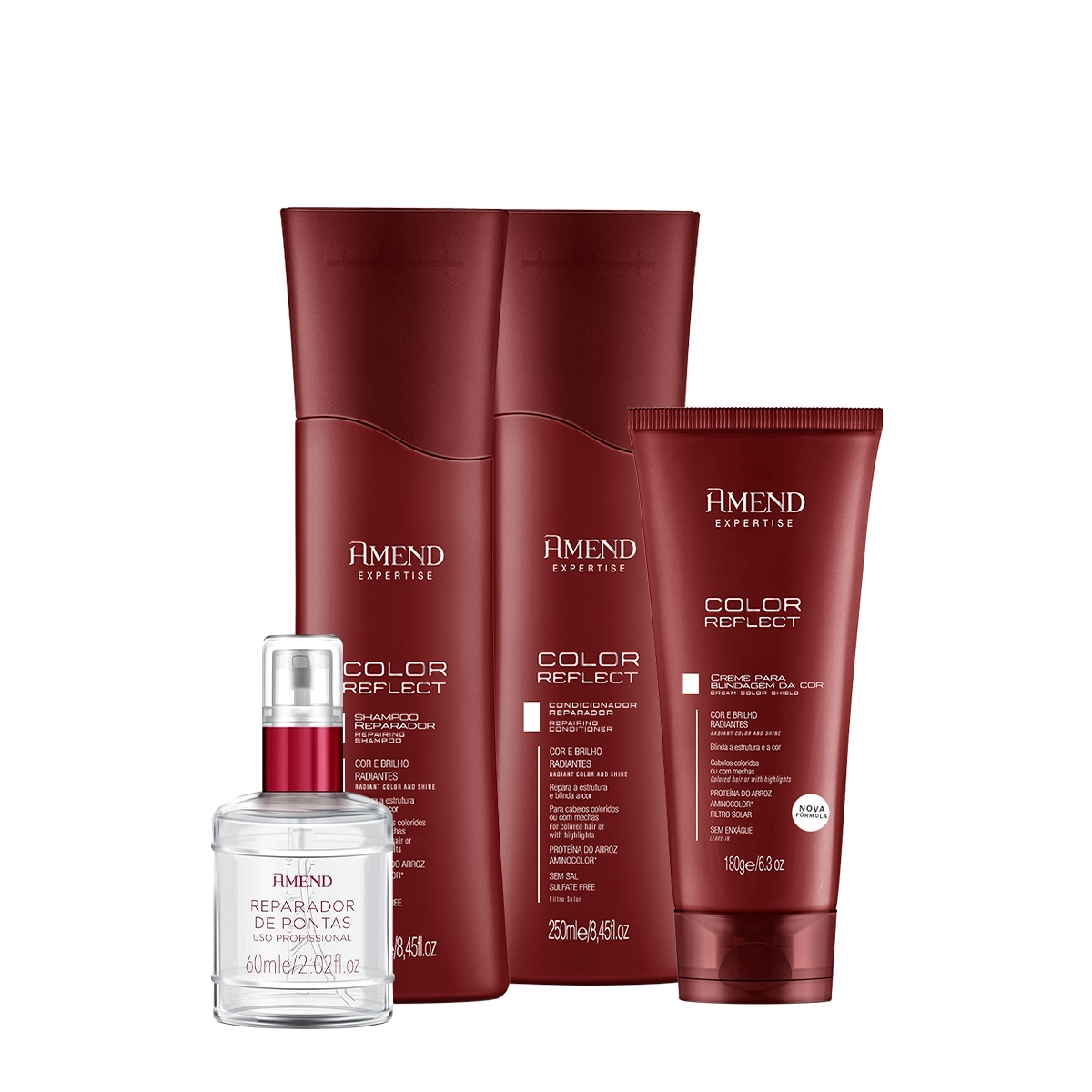 Produto Kit_Amend_Expertise_Color_Reflect_Shampoo_Condicionador_Leave-in_Reparador_de_Pontas_Evas_1