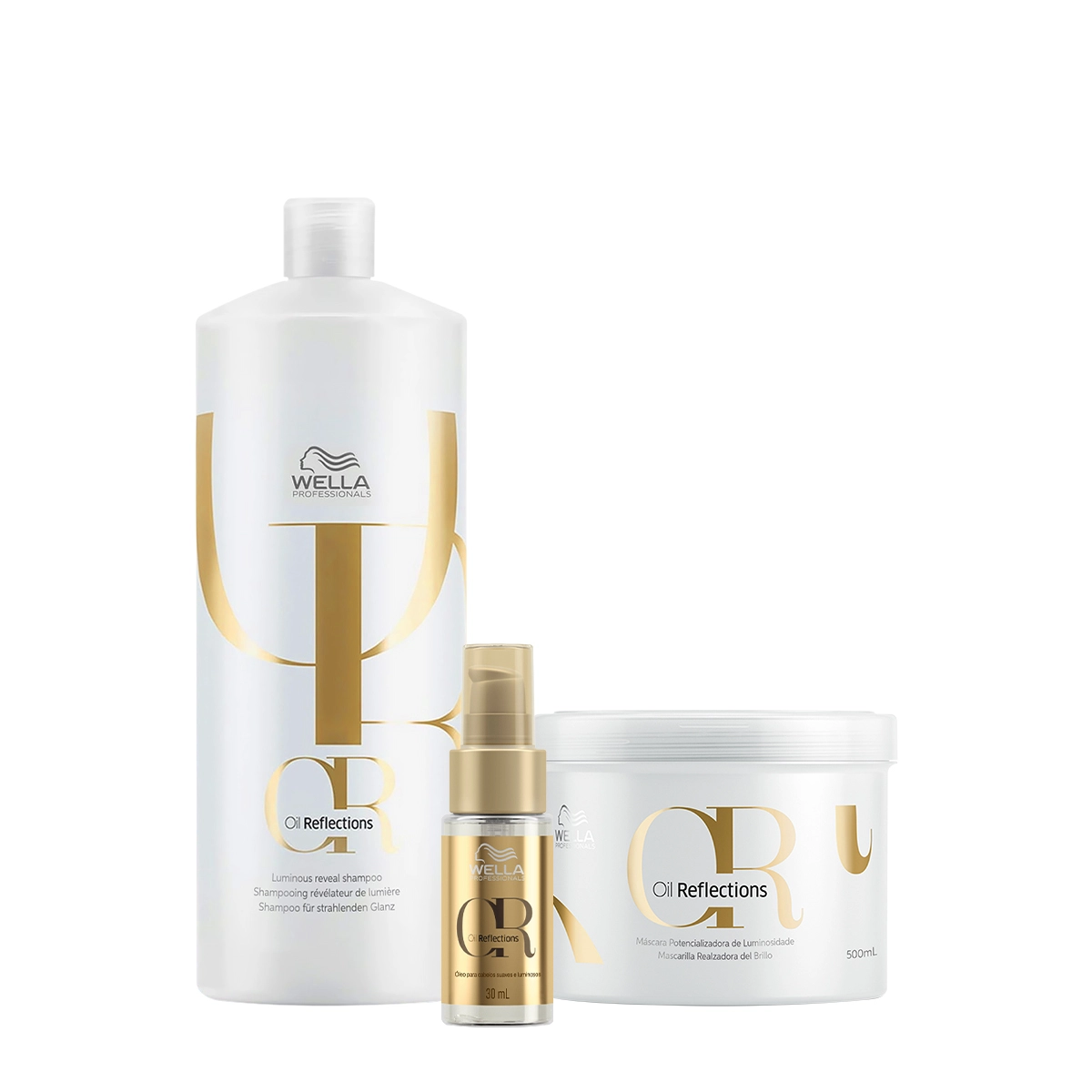 Kit Wella Professionals Oil Reflections Shampoo Máscara Grande E Oil Reflections (3 Produtos)