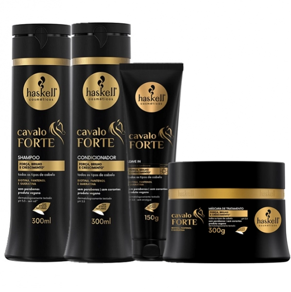 Kit Haskell Cavalo Forte Duo 300ml + Máscara 300g + Leave In 150ml