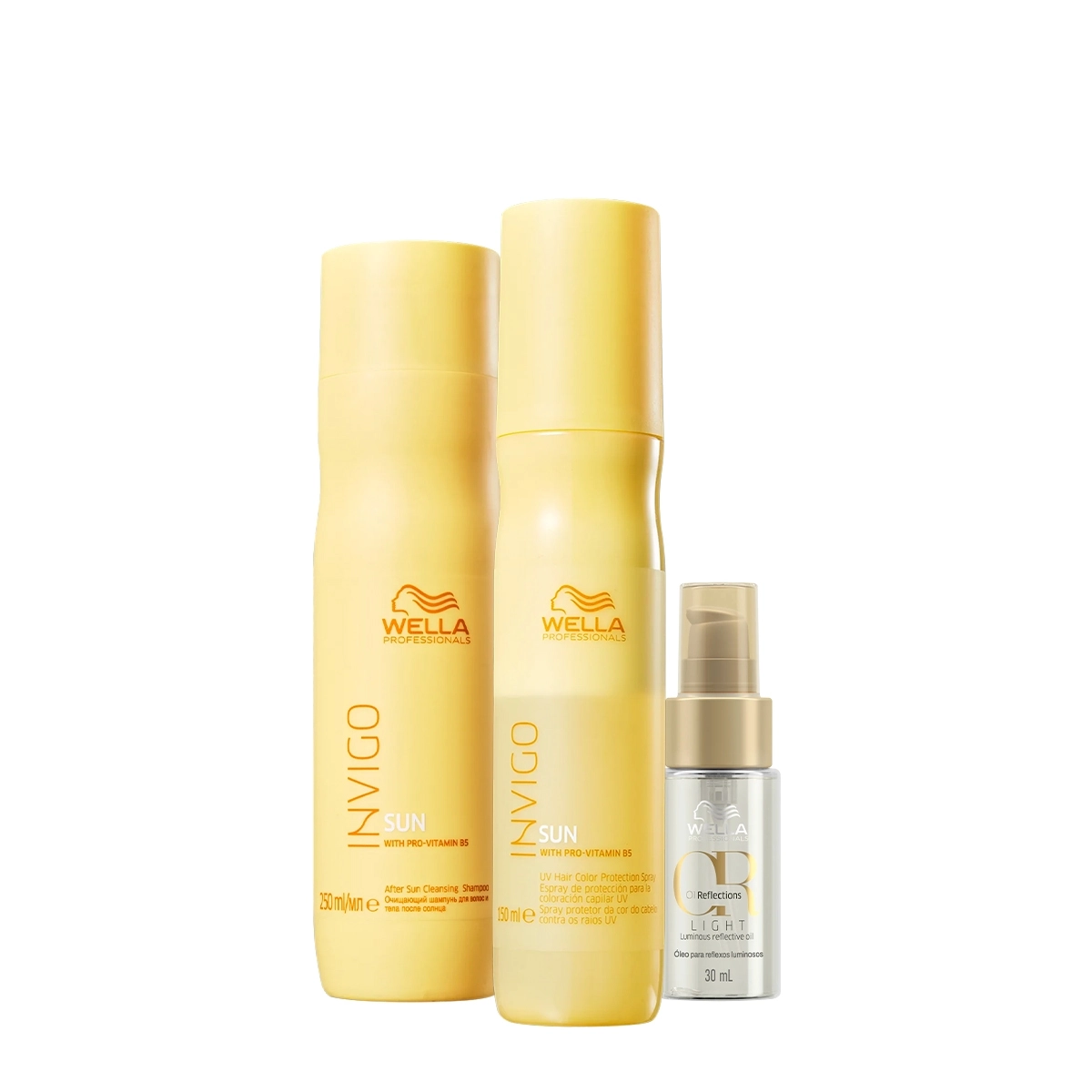 Kit Wella Professionals Invigo Sun Reflections Shampoo Leave-in Oil Light (3 Produtos)