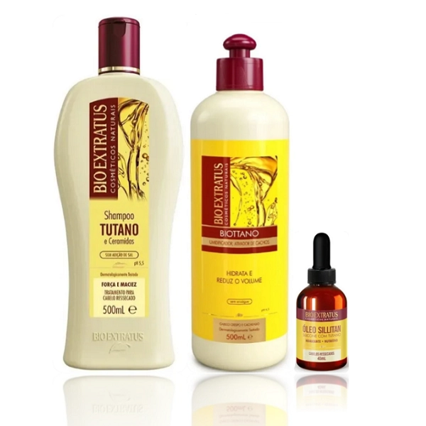 Bio Extratus Tutano Shampoo 500ml+Umidificador De Cachos 500ml+Oleo Sillitan 40ml