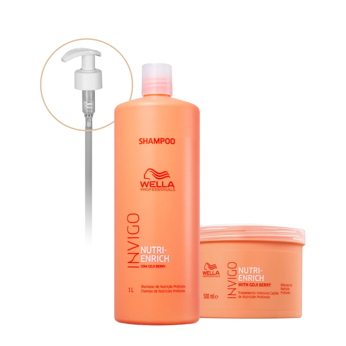 Kit Wella Professionals Nutri-Enrich Shampoo Máscara Válvula Pump (3 Produtos)