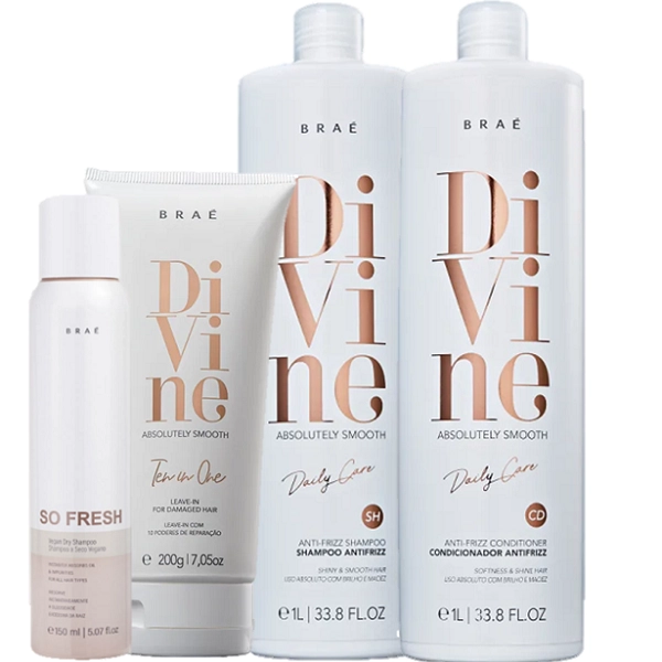 Braé Divine Anti Frizz Duo 1L Leave-in 200g E So Fresh 150ml