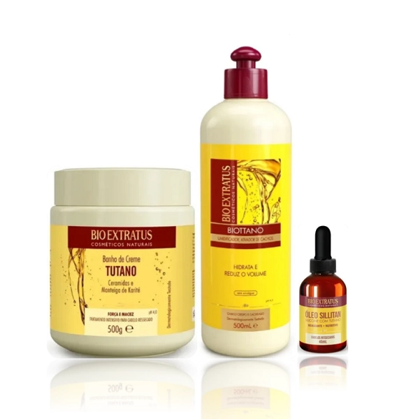Bio Extratus Tutano Mácara 500g+Umidificador De Cachos 500ml+Oleo Sillitan 40ml