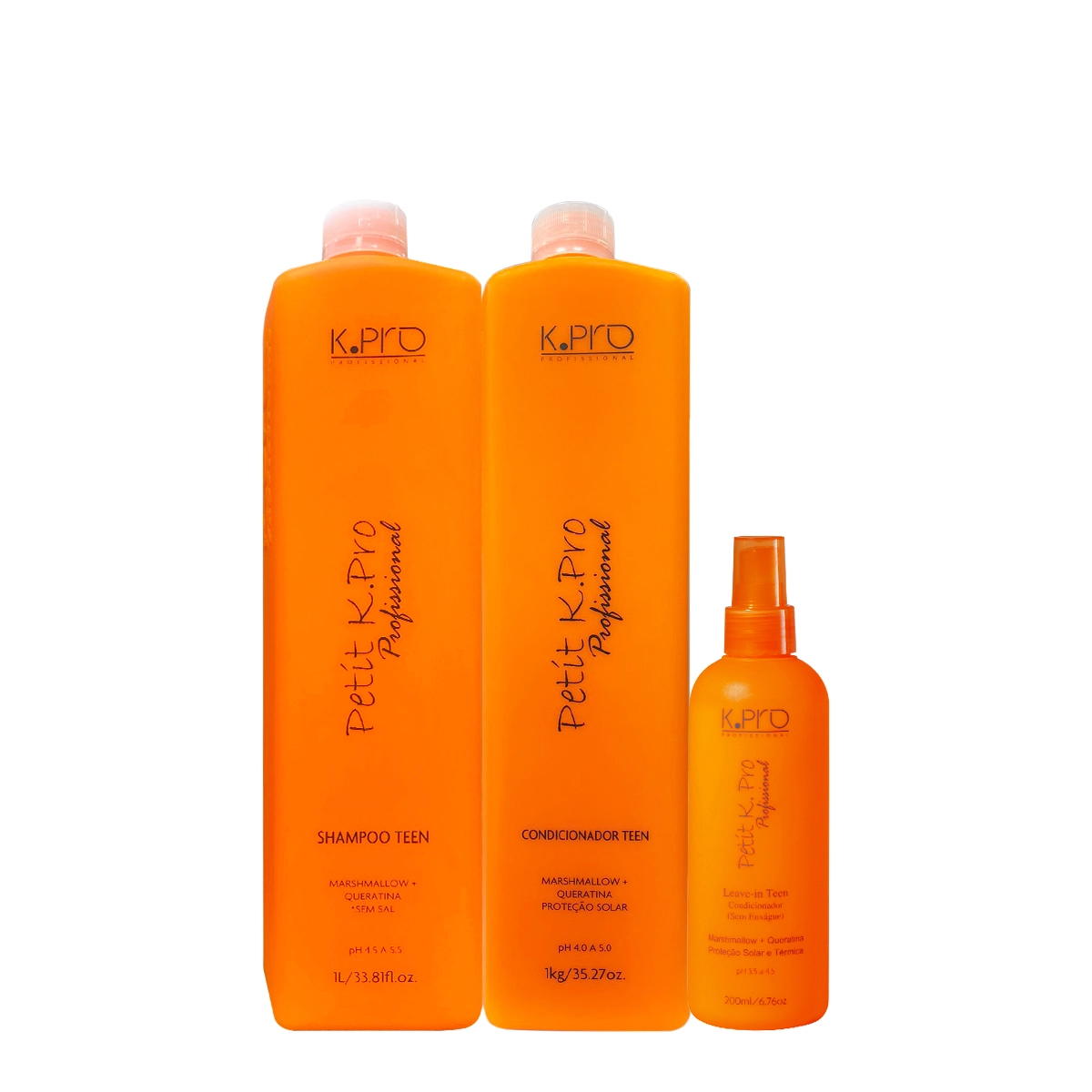 Kit K.Pro Professional Petit Teen Shampoo Condicionador E Leave-in (3 Produtos)