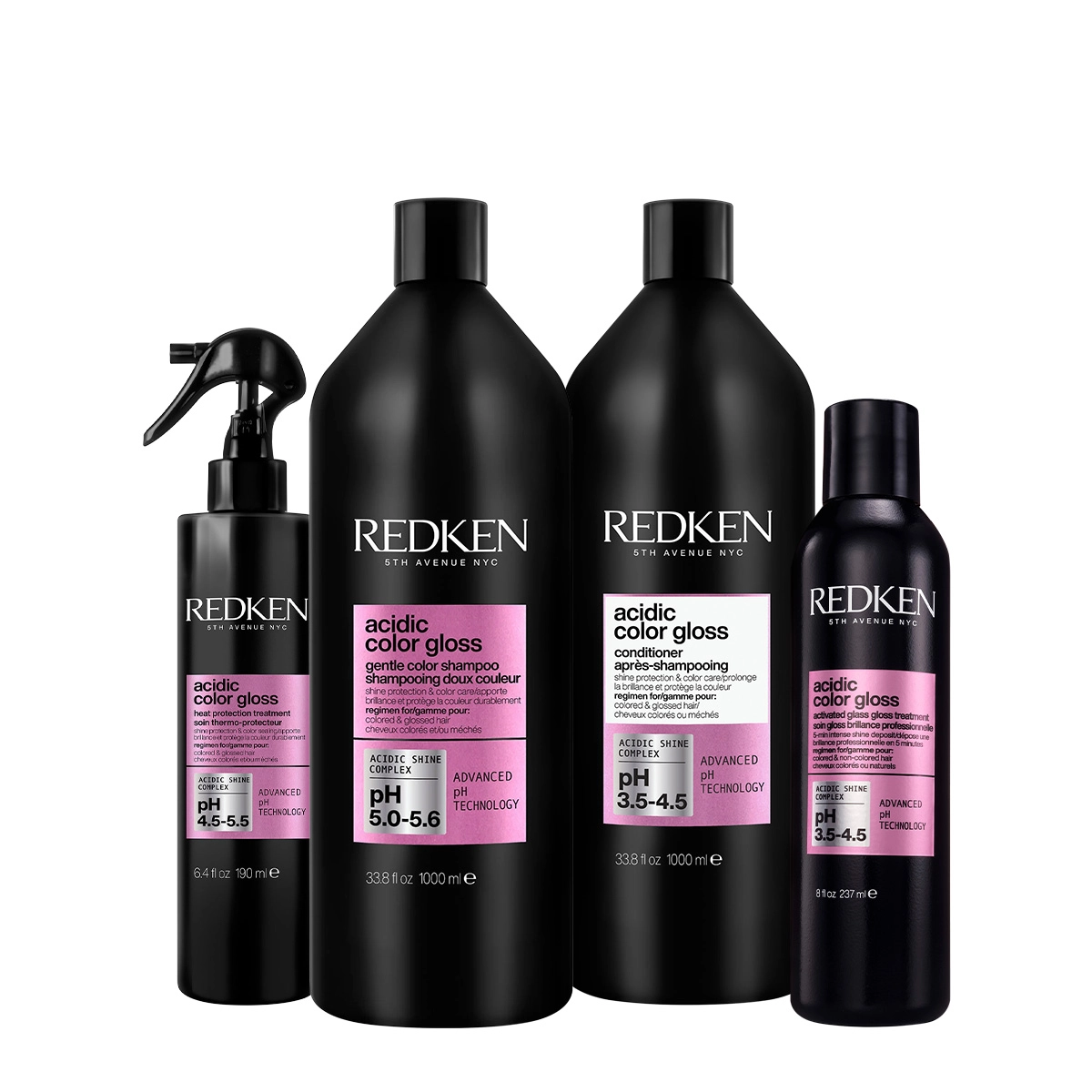 Kit Redken Acidic Color Gloss Rinse Out Salon (4 Produtos)