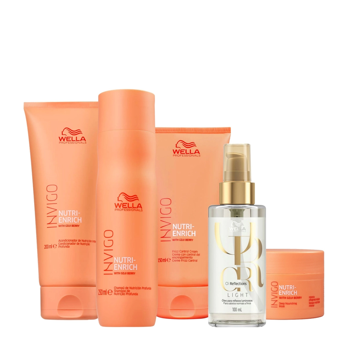 Kit Wella Professionals Invigo Enrich Antifrizz Reflections Home Care Leave-in Oil Light (5 Produtos)