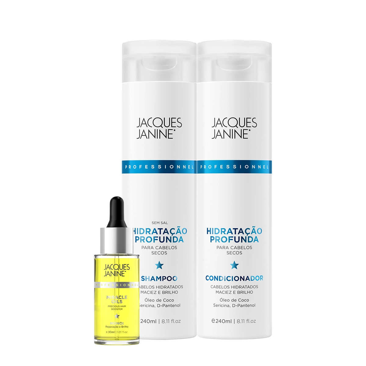 Produto Kit_Jacques_Janine_Professionnel_Hidratacao_Profunda_Shampoo_Condicionador_e_Miracle_Oils_Monoi_Evas_1