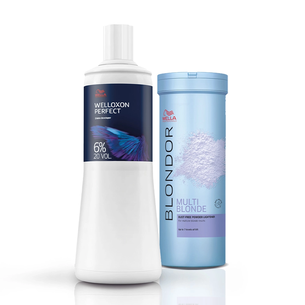 Kit Pó Descolorante Blondor Wella Professionals Multi Blonde 400g E Oxidante 6% 20 Volumes 1 Litro