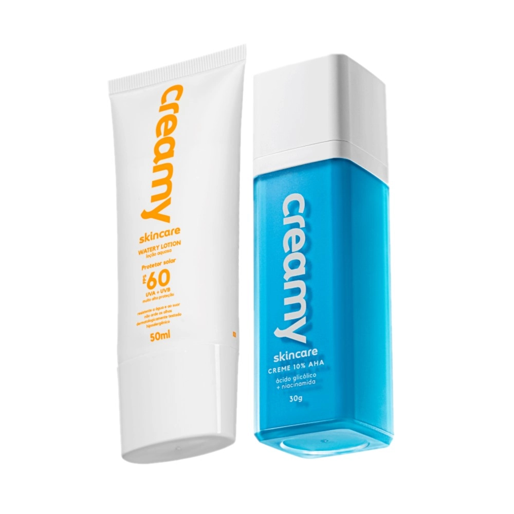 Kit Creamy Skincare Protetor Solar Facial FPS 60 Glicólico (2 Produtos)