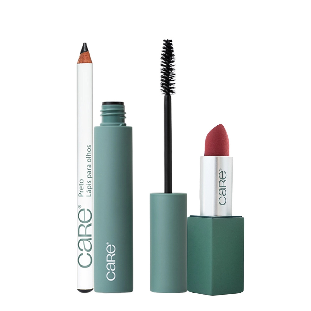 Produto Kit_Care_Natural_Beauty_Mascara_de_Cilios_Lapis_para_Olhos_Batom_Poweful_Red_Evas_1