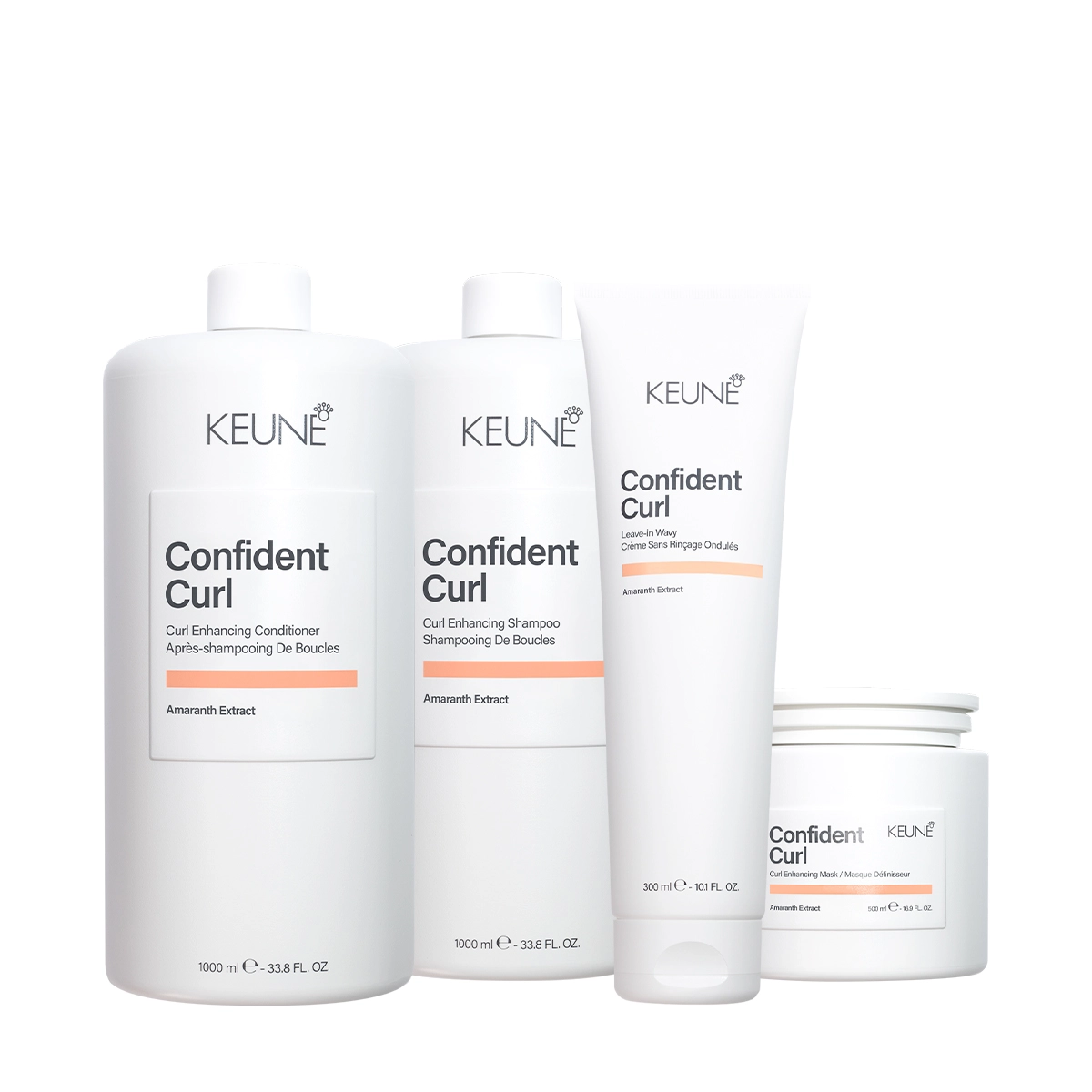 Kit Keune Confident Curl Wavy Shampoo Condicionador Máscara Leave-in Litro